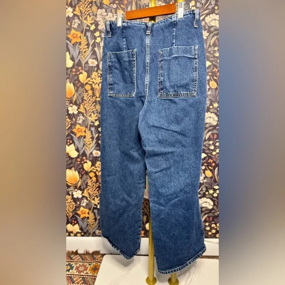 Zara Sailor Denim Jeans US 6 Wide Leg High Waist EUC - Picture 4 of 13